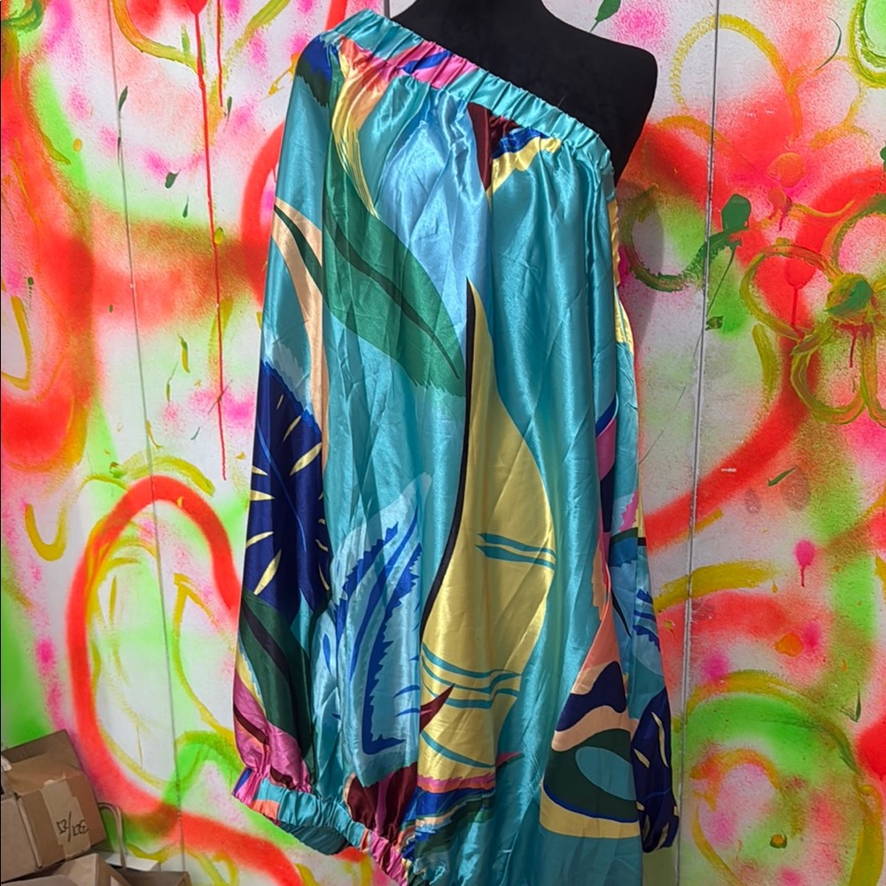 Vibrant Multicolor One-Shoulder dress